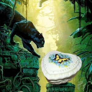 Vintage butterfly Ceramic heart shape jewelry trinket holder